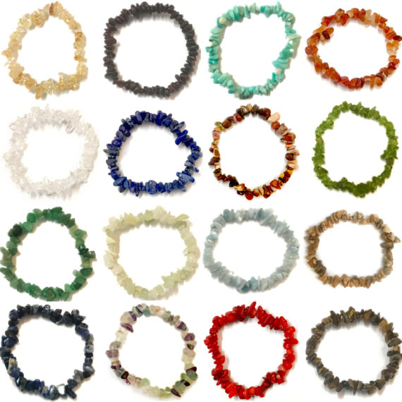 Natural gemstone chip beaded bracelets