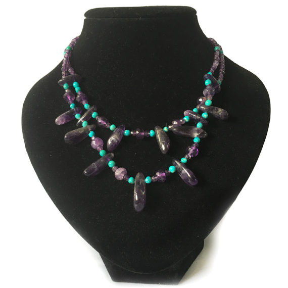 Amethyst+turquoise necklace