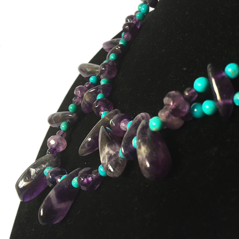 Amethyst+turquoise necklace