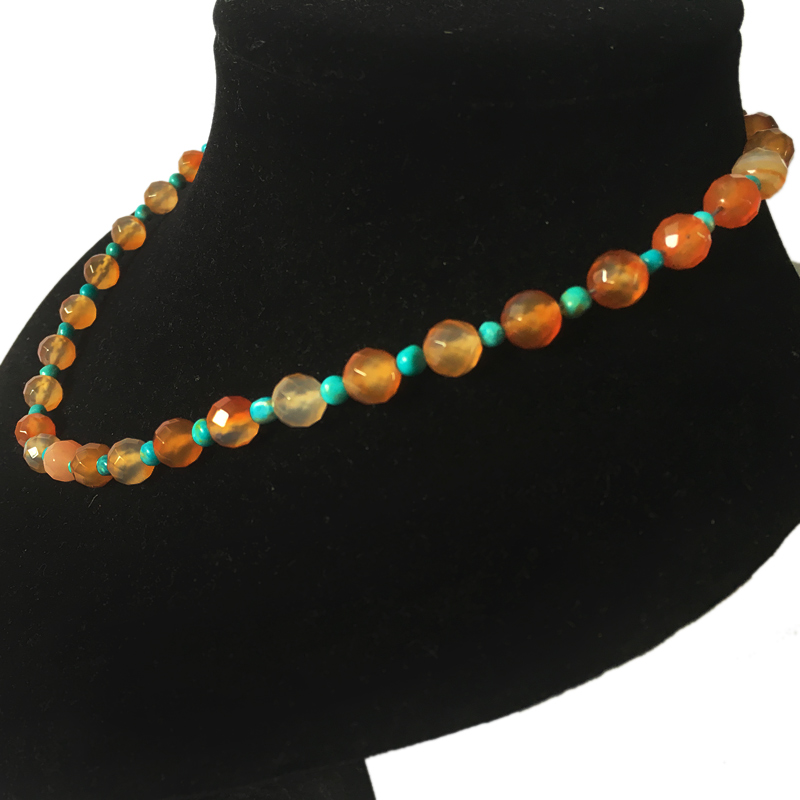 Faceted agate and turquoise necklace