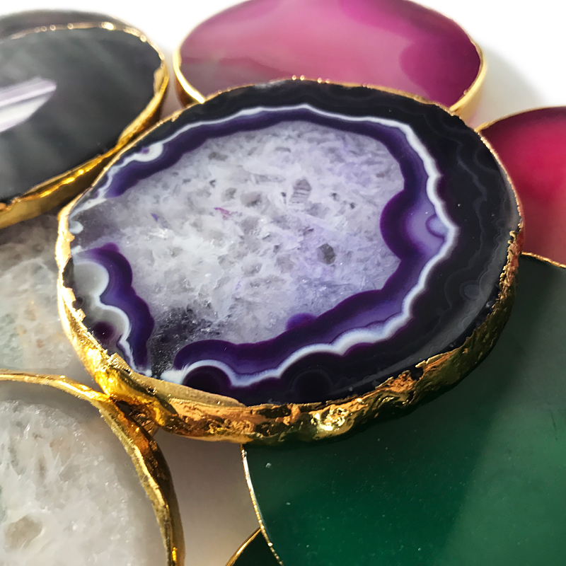 Agate coasters gold rim,drink coaster for wedding decoration/party decoration