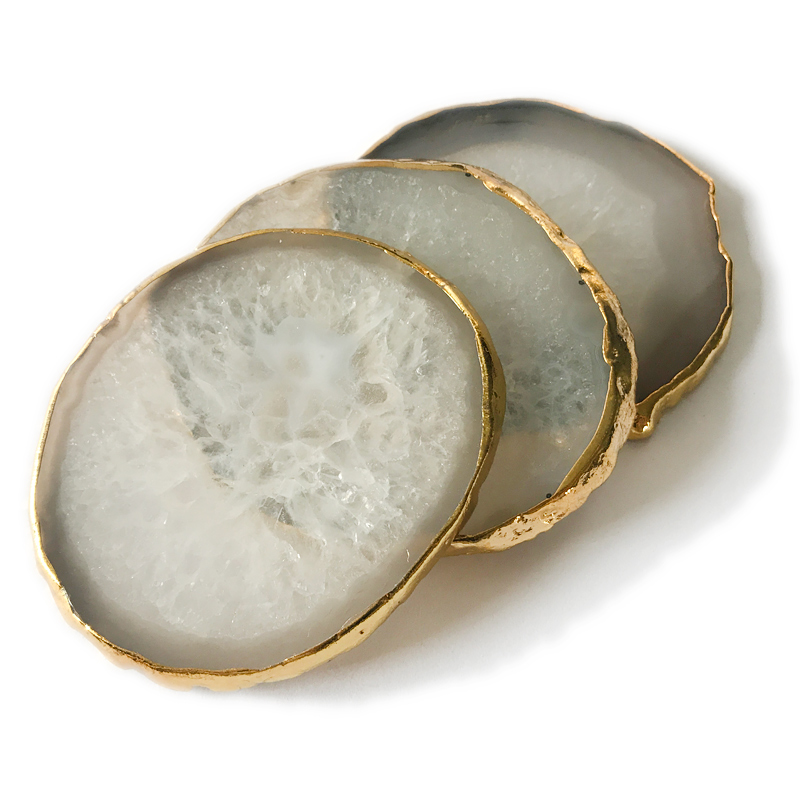 Authentic agate coasters gold rim,agate geode coasters