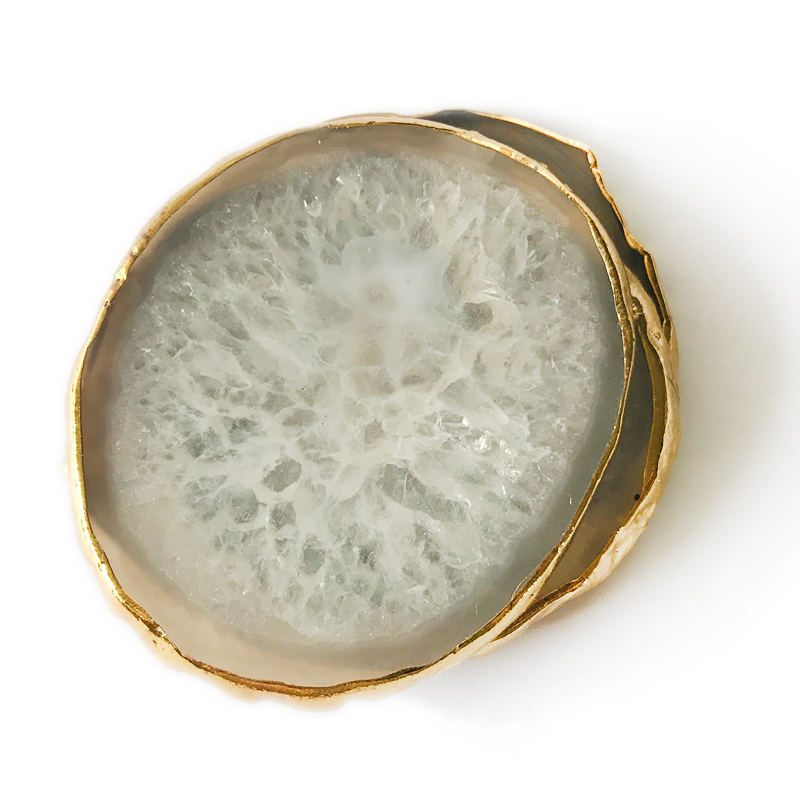 Authentic agate coasters gold rim,agate geode coasters