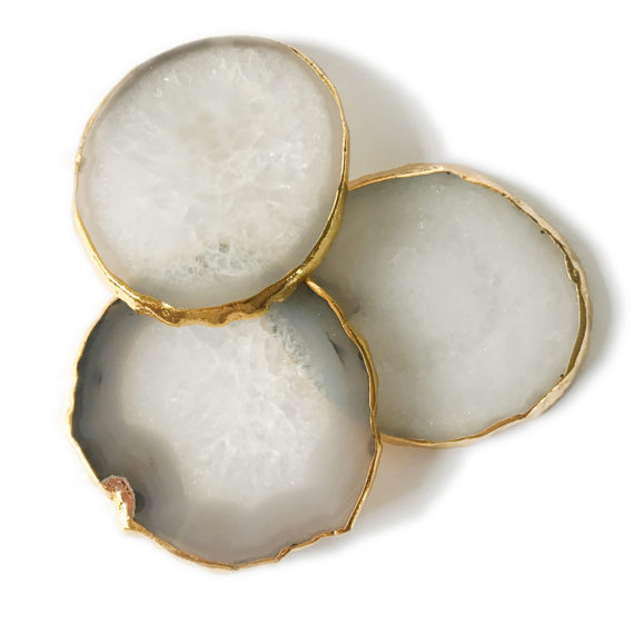 Authentic agate coasters gold rim,agate geode coasters