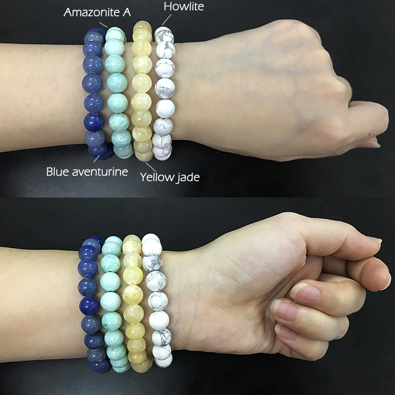 8mm stone round beaded bracelets