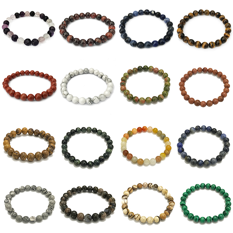 8mm stone round beaded bracelets