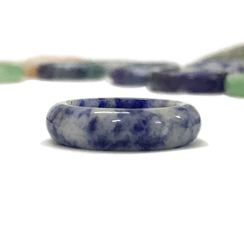Blue dot stone band rings