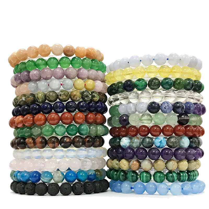 8mm Stone round beaded bracelets