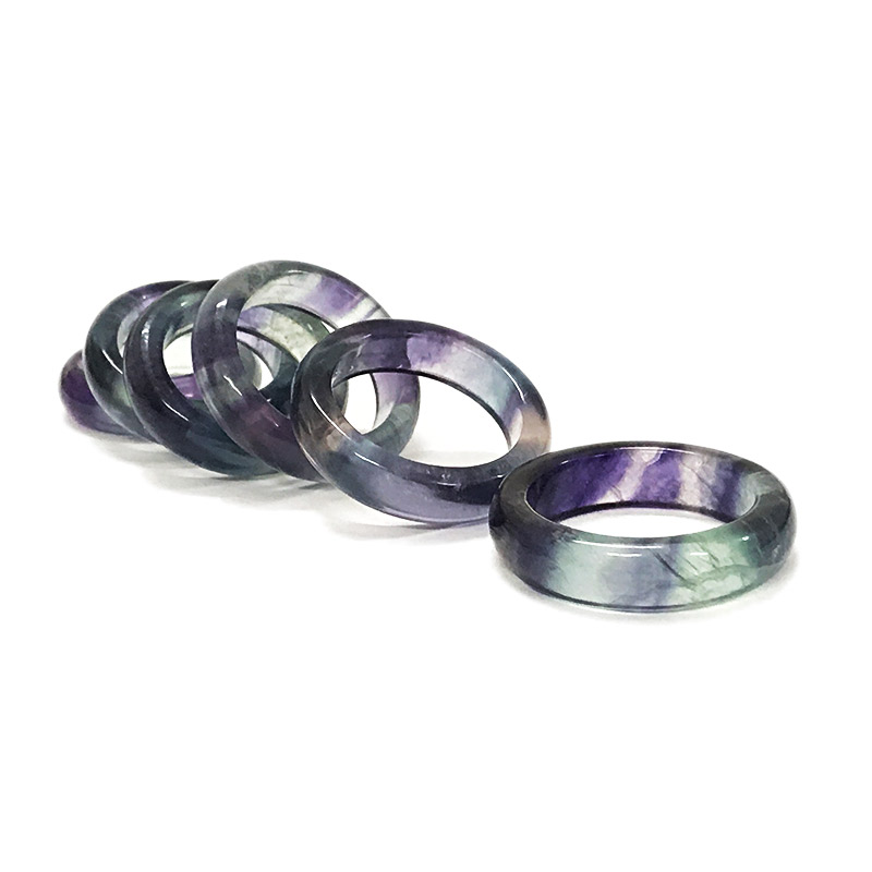 Rainbow fluorite band rings