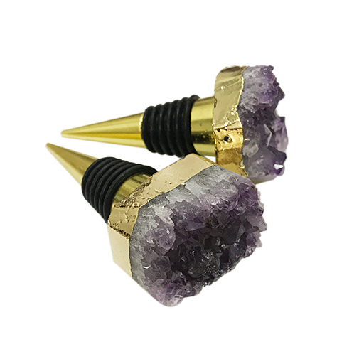 Amethyst druzy stone wine stoppers