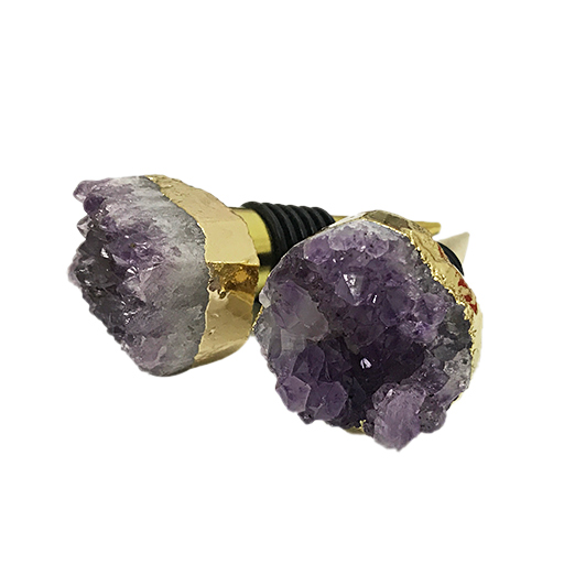 Amethyst druzy stone wine stoppers