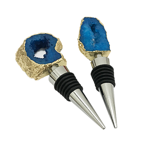 Dyed blue crystal stone wine stoppers