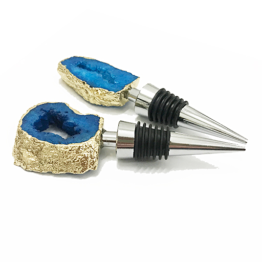 Dyed blue crystal stone wine stoppers