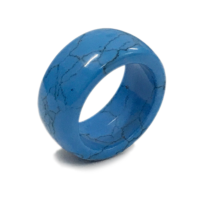 Synthetic blue turquoise wide band rings