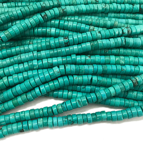 Stabilized turquoise round disc beads wholesale