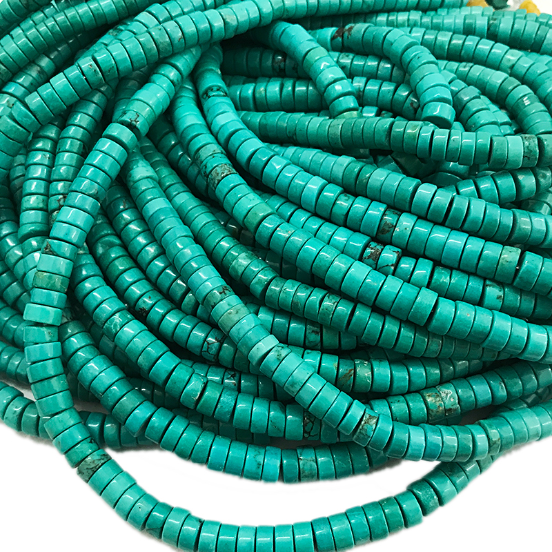 Stabilized turquoise round disc beads wholesale