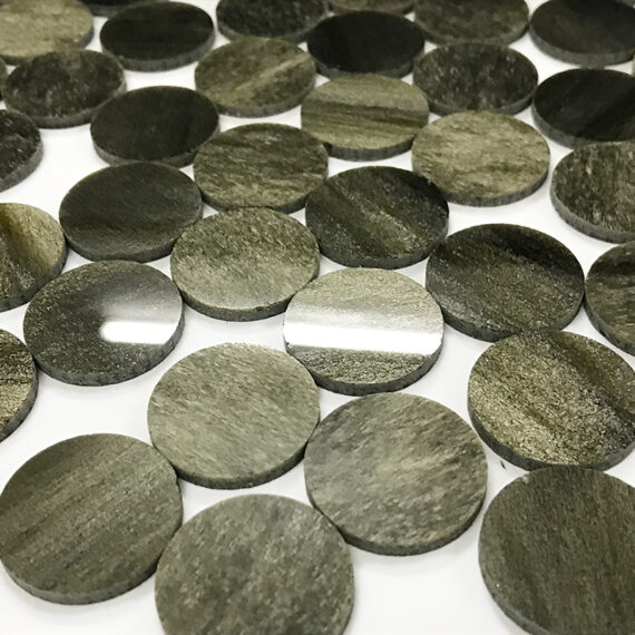 Gold sheen obsidian flat discs