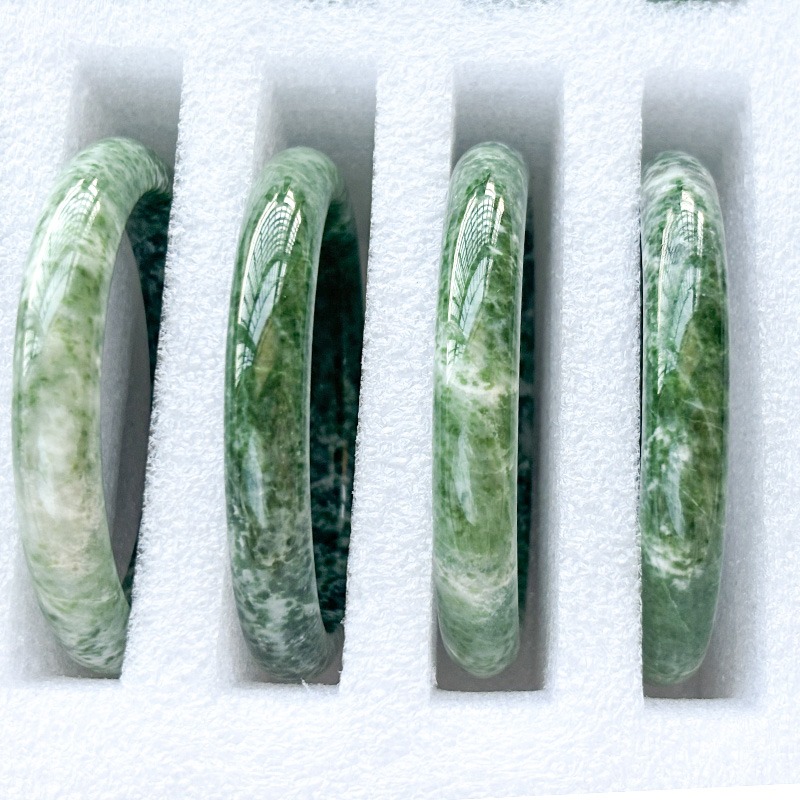 Green spot stone bangles