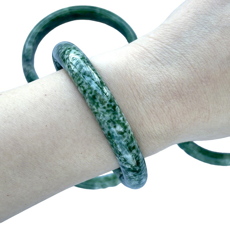 Green spot stone bangles