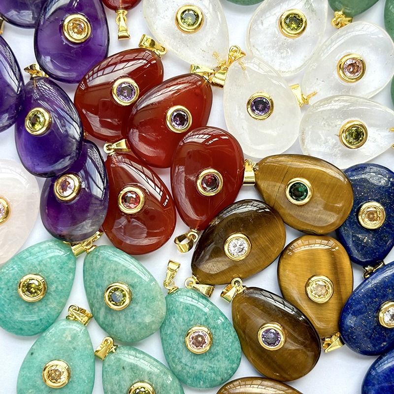 Mixed stone Pear pendants