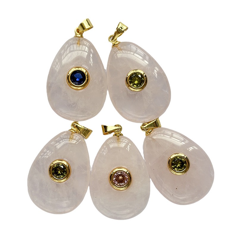 Rose quartz Pear pendants