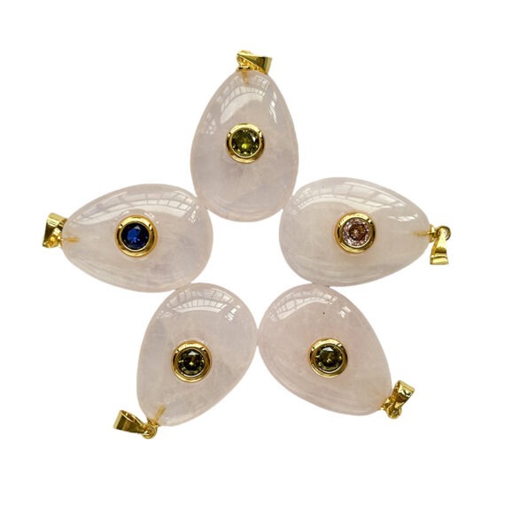 Rose quartz Pear pendants