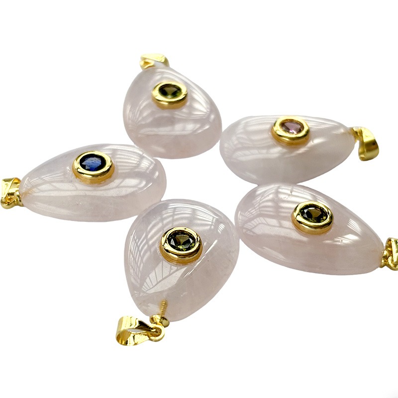 Rose quartz Pear pendants