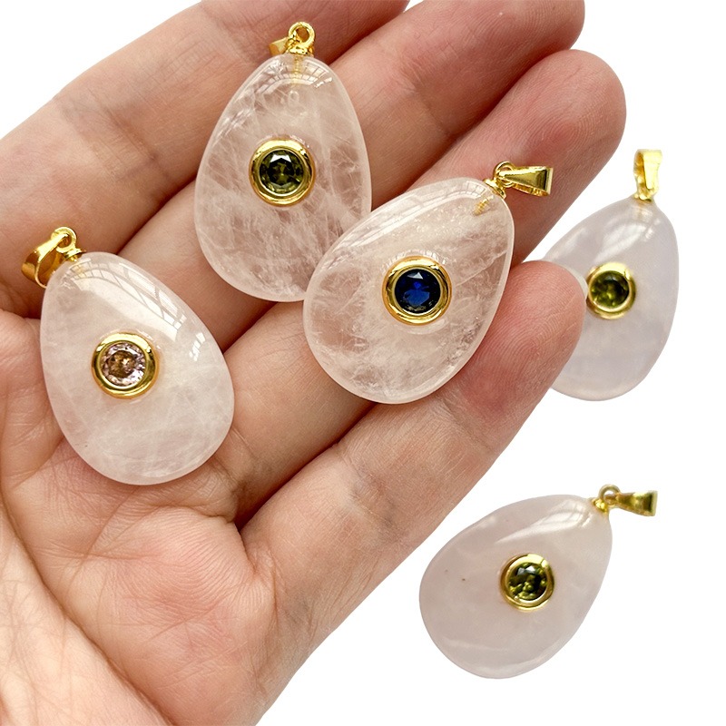 Rose quartz Pear pendants