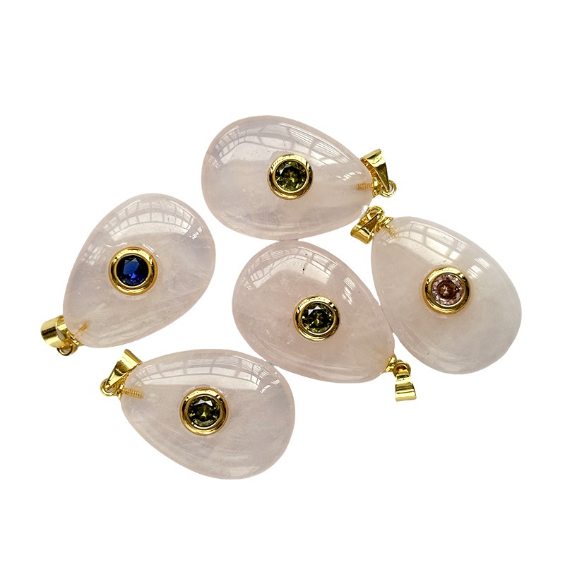 Rose quartz Pear pendants